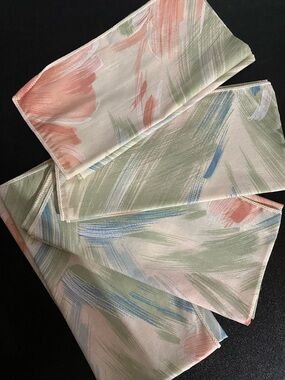 Vintage Abstract Brushstroke Dinner Napkins in Pastel Greens, Blues & Coral